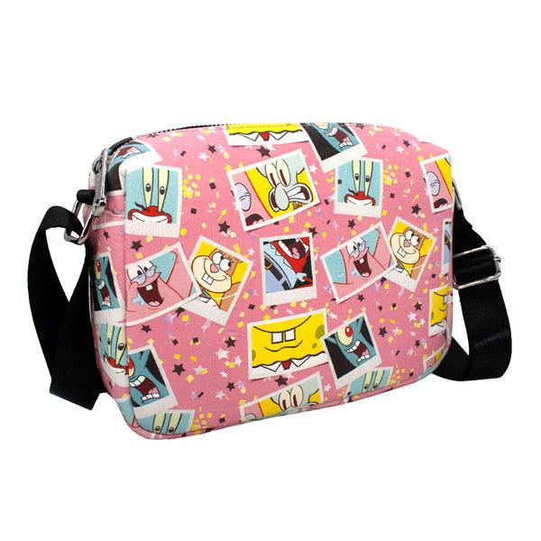Buckle-Down Women's Horizontal Crossbody Wallet - SpongeBob And Friends Snapshots Photos Scattered Pink Multi Color