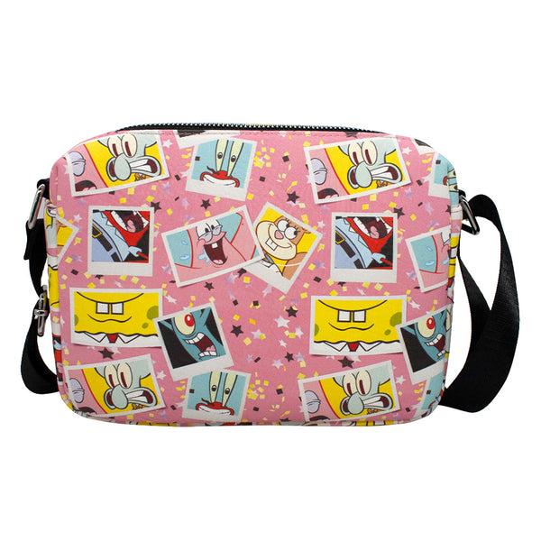 Buckle-Down Women's Horizontal Crossbody Wallet - SpongeBob And Friends Snapshots Photos Scattered Pink Multi Color