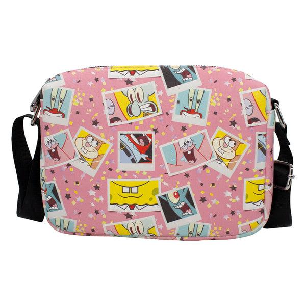Buckle-Down Women's Horizontal Crossbody Wallet - SpongeBob and Friends Snapshots Photos Scattered Pink Multi Color