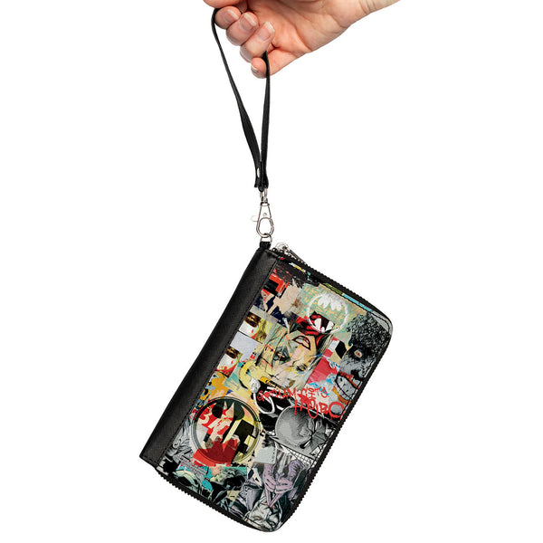 Buckle-Down Women's PU Zip Around Wallet Rectangle - Batman And Gotham City Villains Torn Faces Graffiti Collage