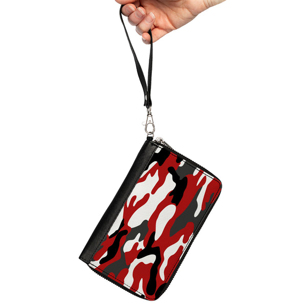 Buckle-Down Women's PU Zip Around Wallet Rectangle - Camo Red Black Gray White