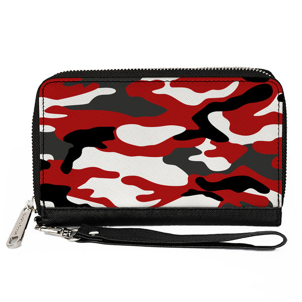 Buckle-Down Women's PU Zip Around Wallet Rectangle - Camo Red Black Gray White