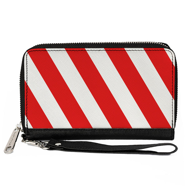 Buckle-Down Women's PU Zip Around Wallet Rectangle - Candy Cane2 Stripe White Red