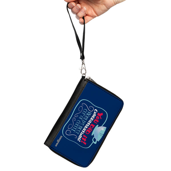Buckle-Down Women's PU Zip Around Wallet Rectangle - Elf Quote YOU DID IT Coffee Quote Blue Red White