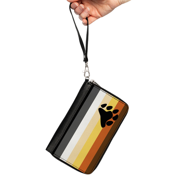 Buckle-Down Women's PU Zip Around Wallet Rectangle - Flag Bear Pride2 Black Brown Orange Yellow Tan White Gray Black