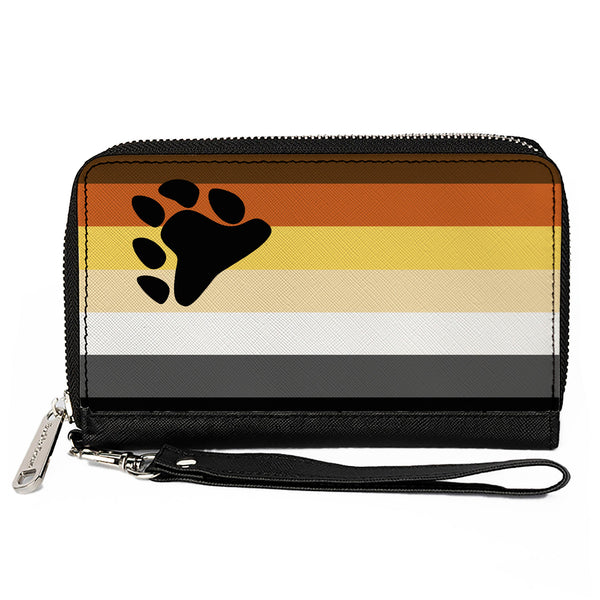 Buckle-Down Women's PU Zip Around Wallet Rectangle - Flag Bear Pride2 Black Brown Orange Yellow Tan White Gray Black