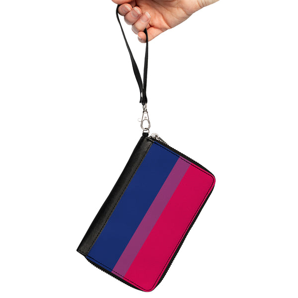 Buckle-Down Women's PU Zip Around Wallet Rectangle - Flag Bisexual Pink Purple Blue