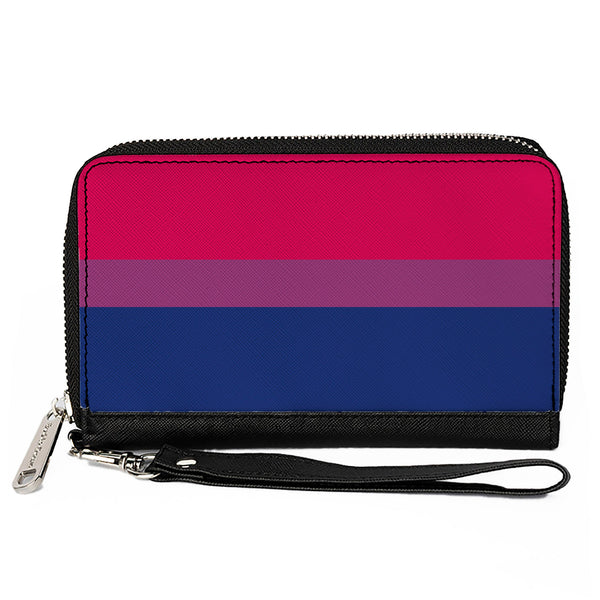 Buckle-Down Women's PU Zip Around Wallet Rectangle - Flag Bisexual Pink Purple Blue