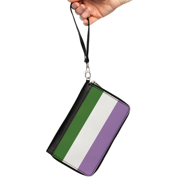 Buckle-Down Women's PU Zip Around Wallet Rectangle - Flag Genderqueer Lavender White Green