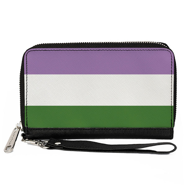 Buckle-Down Women's PU Zip Around Wallet Rectangle - Flag Genderqueer Lavender White Green