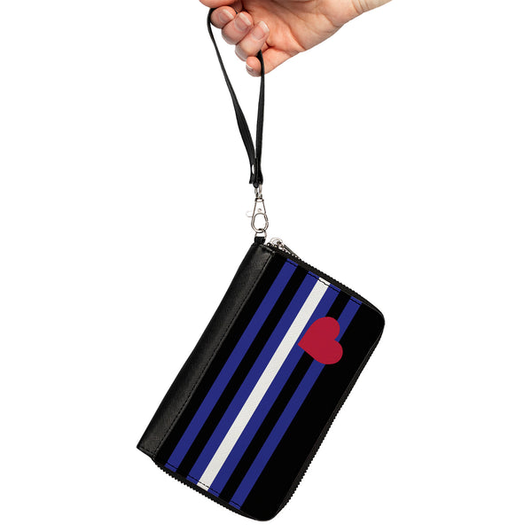 Buckle-Down Women's PU Zip Around Wallet Rectangle - Flag Leather Black Blue Red White