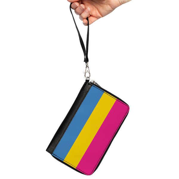 Buckle-Down Women's PU Zip Around Wallet Rectangle - Flag Pansexual Pink Yellow Blue