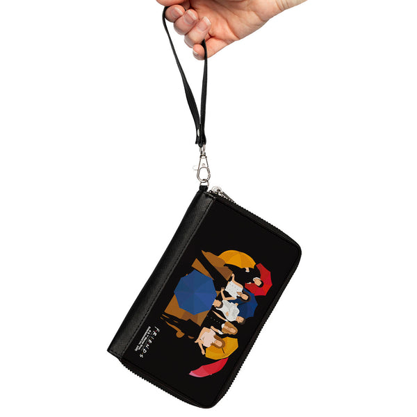 Buckle-Down Women's PU Zip Around Wallet Rectangle - Friends Umbrella Group Poses Silhouette I'LL BE THERE FOR YOU Black White