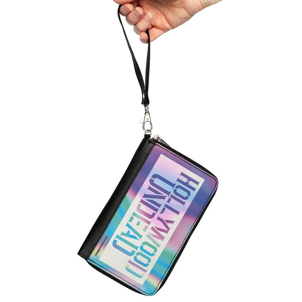 Buckle-Down Women's PU Zip Around Wallet Rectangle - HOLLYWOOD UNDEAD Text Logo Block Aura White