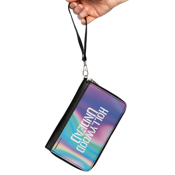 Buckle-Down Women's PU Zip Around Wallet Rectangle - HOLLYWOOD UNDEAD Text Logo Aura White