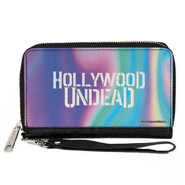 Buckle-Down Women's PU Zip Around Wallet Rectangle - HOLLYWOOD UNDEAD Text Logo Aura White