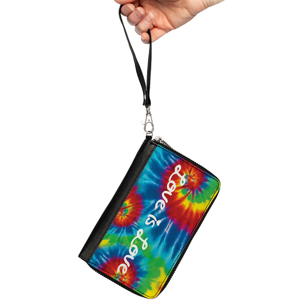 Buckle-Down Women's PU Zip Around Wallet Rectangle - LOVE IS LOVE BD Tie Dye White