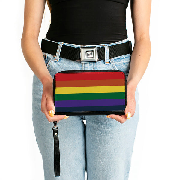 Buckle-Down Women's PU Zip Around Wallet Rectangle - Rainbow