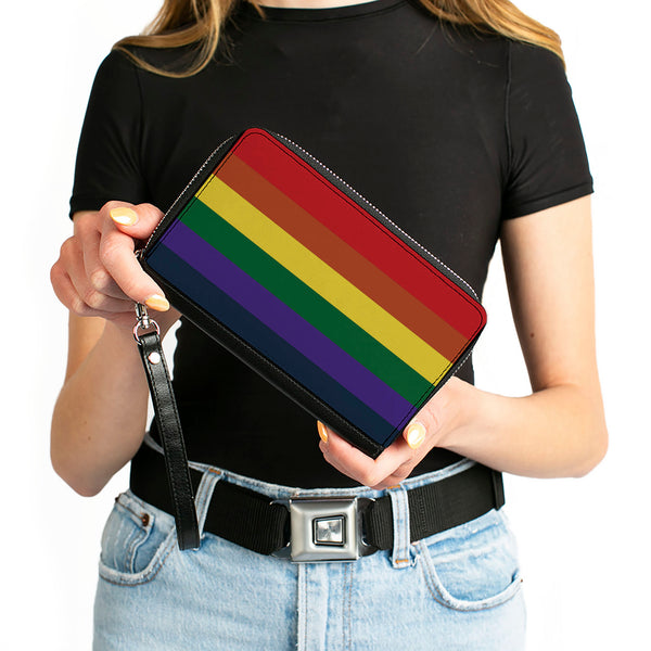Buckle-Down Women's PU Zip Around Wallet Rectangle - Rainbow