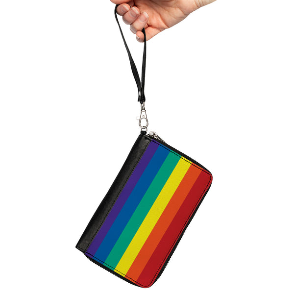 Buckle-Down Women's PU Zip Around Wallet Rectangle - Rainbow Print