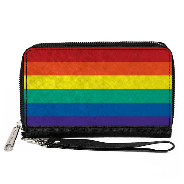 Buckle-Down Women's PU Zip Around Wallet Rectangle - Rainbow Print