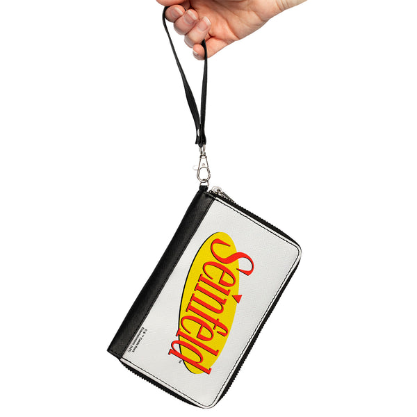 Buckle-Down Women's PU Zip Around Wallet Rectangle - SEINFELD Spotlight Logo White Yellow Red
