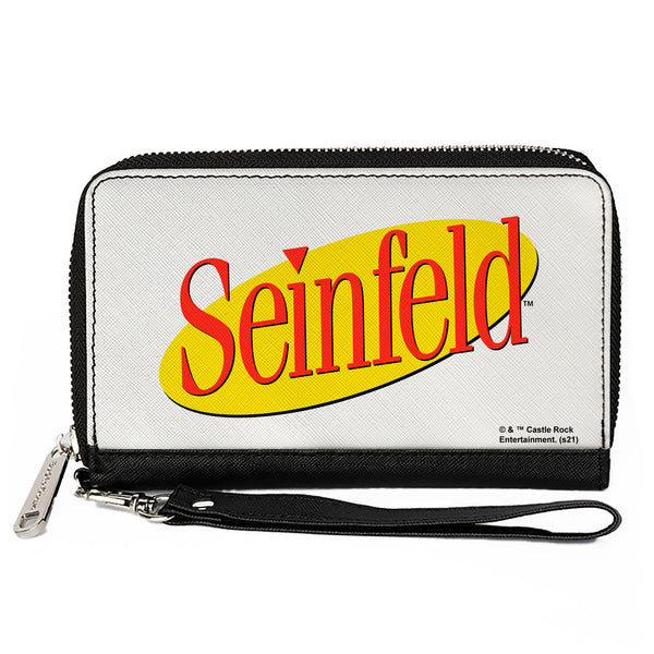Buckle-Down Women's PU Zip Around Wallet Rectangle - SEINFELD Spotlight Logo White Yellow Red